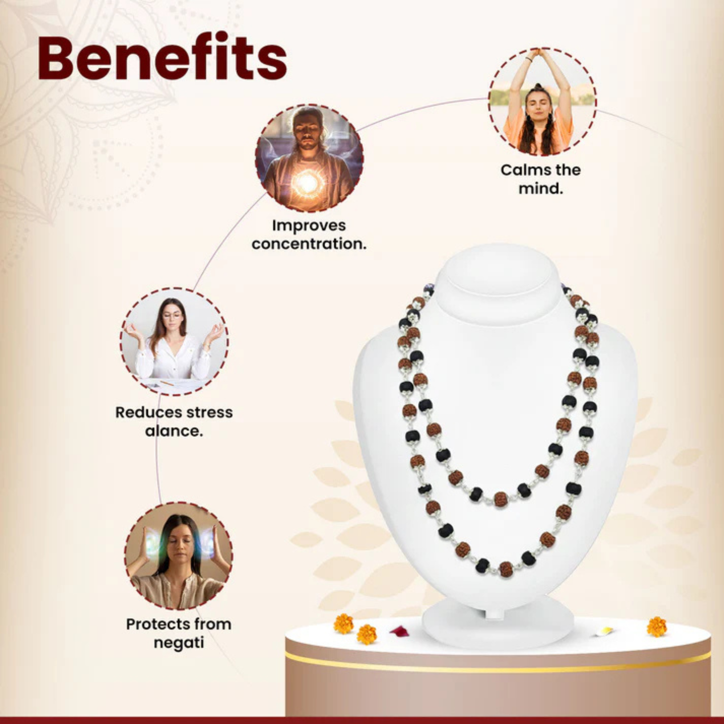 RudraPrana Rudraksha Karungali Mala™ (8MM Beads)