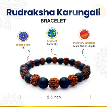 RudraPrana™ Rudraksha Karungali Bracelet - 8mm