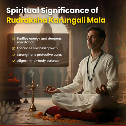 RudraPrana Rudraksha Karungali Mala™ (8MM Beads)