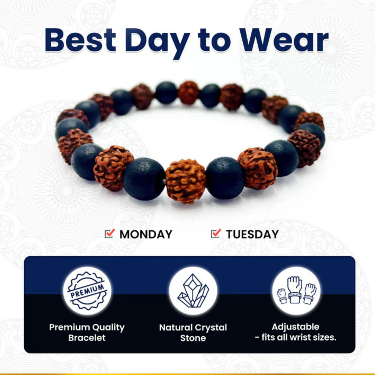 RudraPrana™ Rudraksha Karungali Bracelet - 8mm