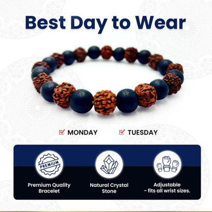 RudraPrana™ Rudraksha Karungali Bracelet - 8mm