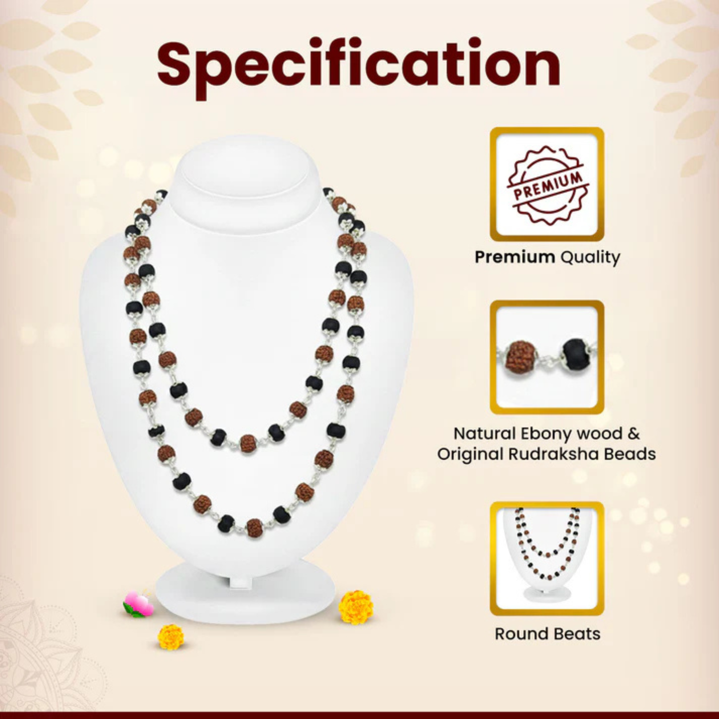 RudraPrana Rudraksha Karungali Mala™ (8MM Beads)