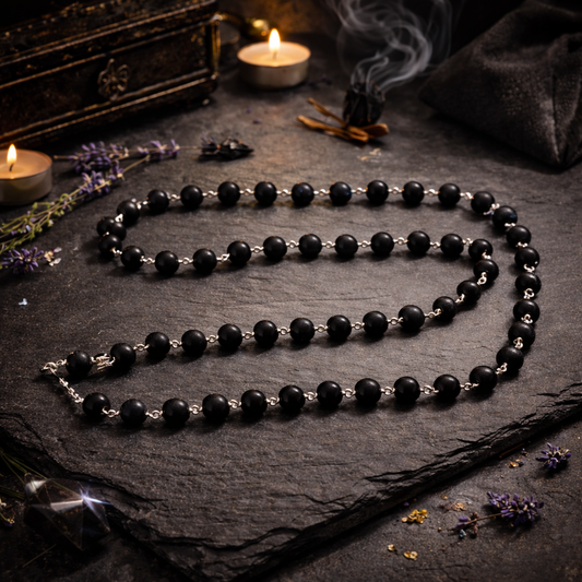 RudraPrana™ Karungali Silver Capping Mala – 8MM