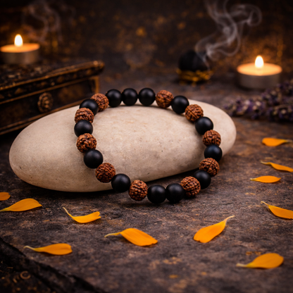 RudraPrana™ Rudraksha Karungali Bracelet - 8mm