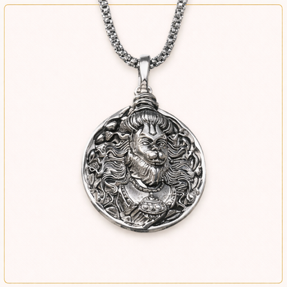 RudraPrana™ Mahadev Divine Protection Pendant Necklace featuring embossed image of Lord Shiva.