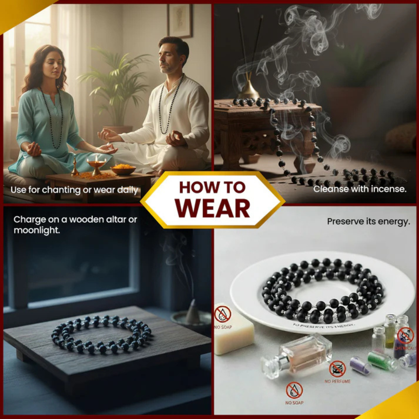 RudraPrana™ Karungali Silver Capping Mala – 8MM