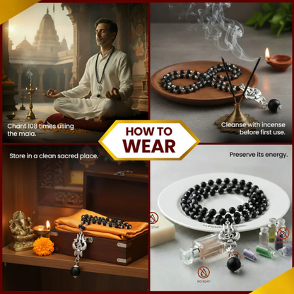 RudraPrana Karungali Shiv Om Mala™ (8MM Beads)