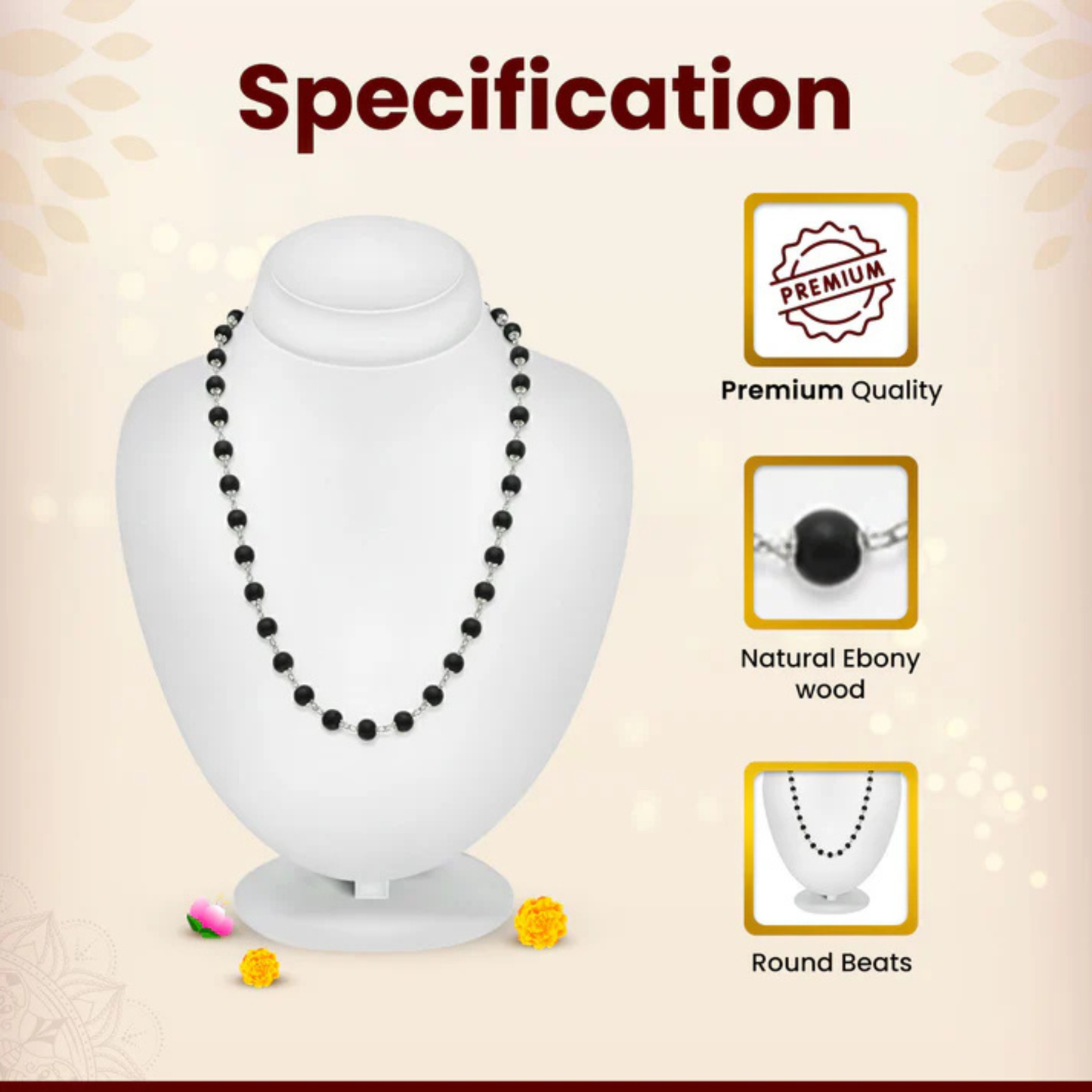 RudraPrana™ Karungali Silver Capping Mala – 8MM