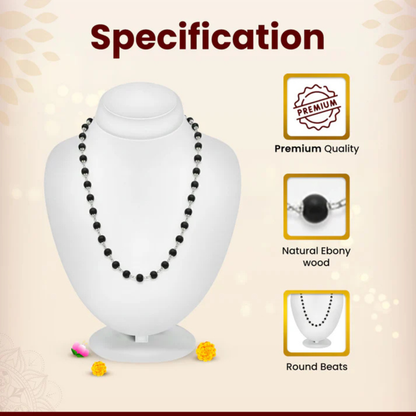 RudraPrana™ Karungali Silver Capping Mala – 8MM