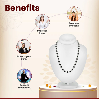 RudraPrana™ Karungali Silver Capping Mala – 8MM