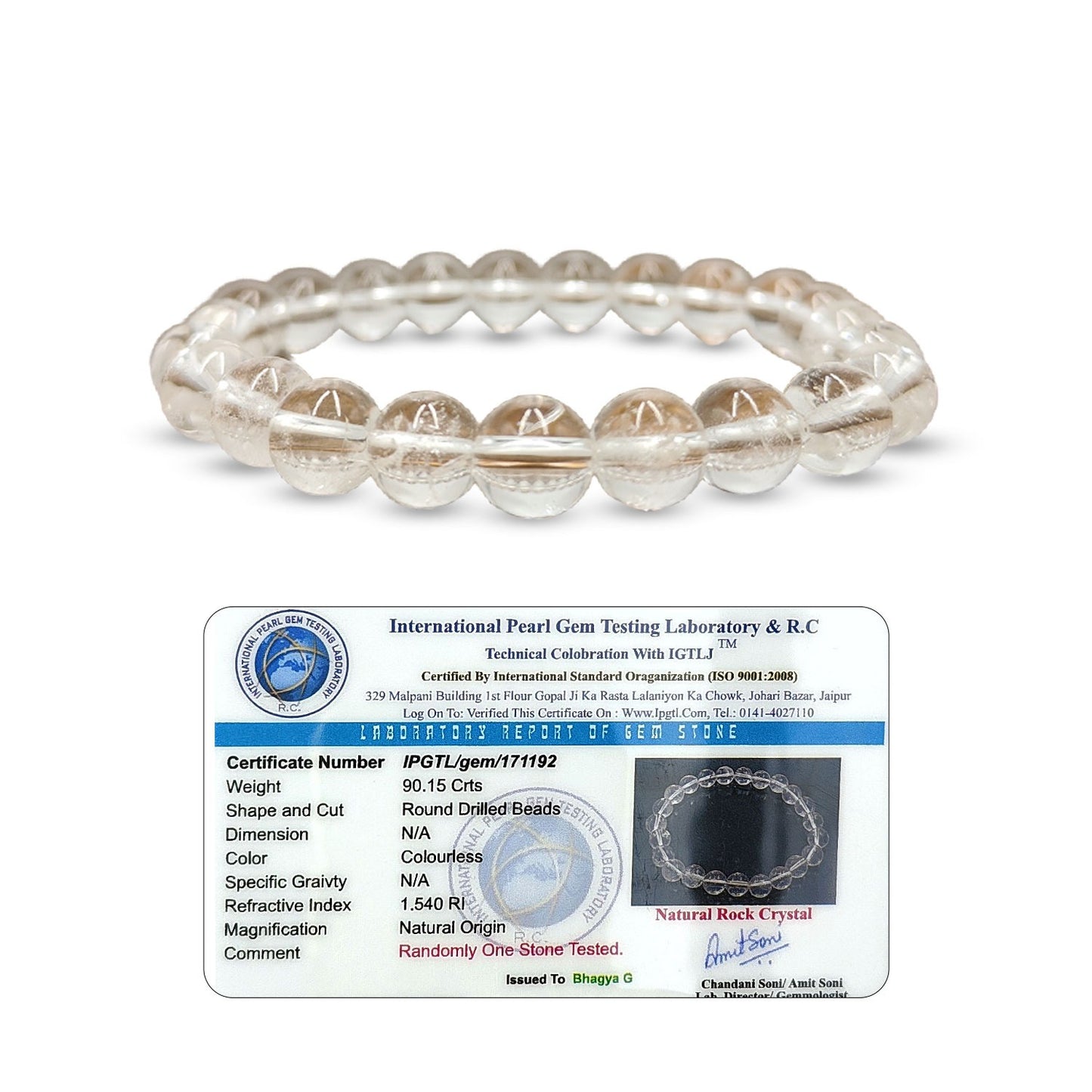 RudraPrana™ Clear Quartz AAA Diamond Cut Energy Amplifier Bracelet (8 MM)