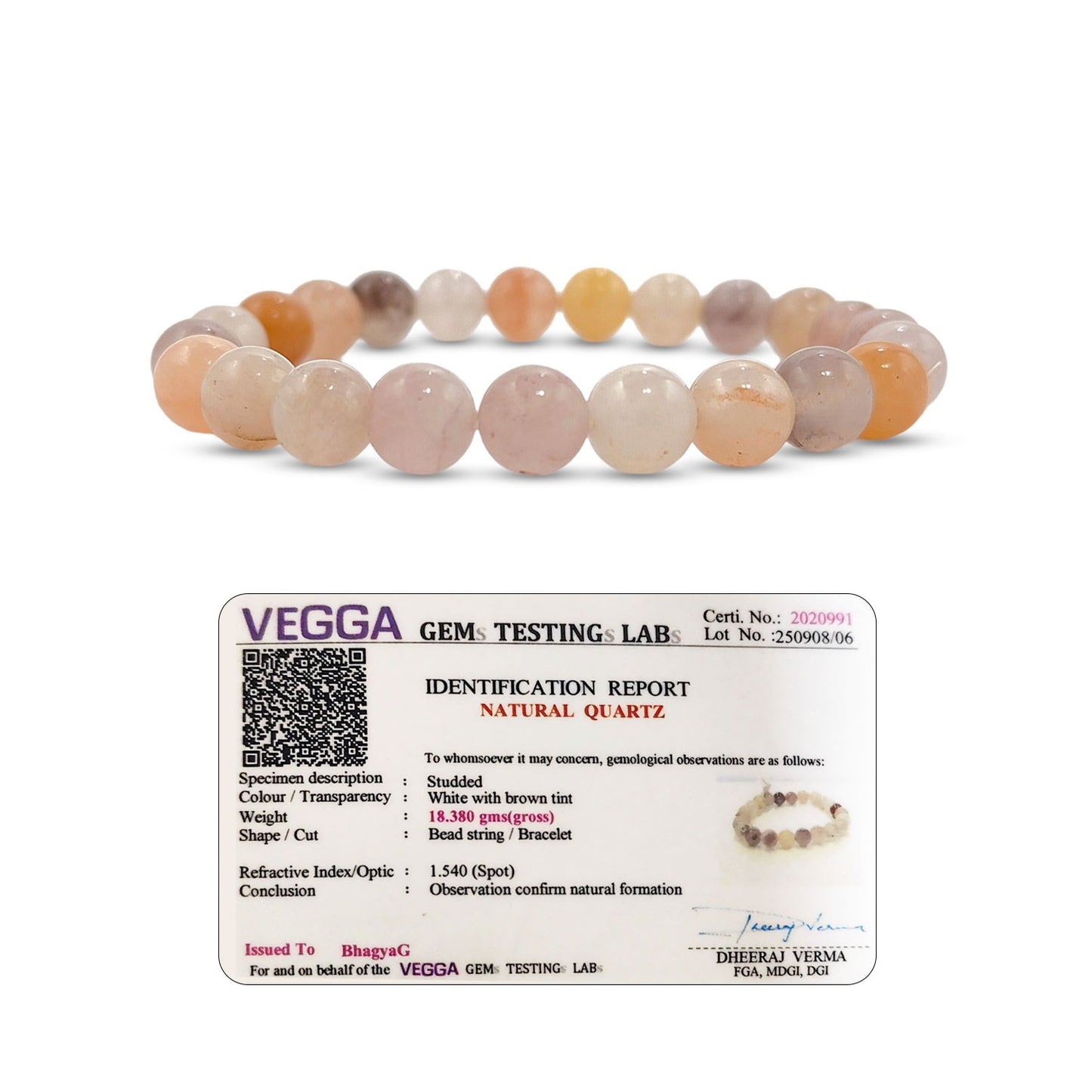 RudraPrana™ Rainbow Moonstone Intuition & New Beginnings Bracelet (8 MM)