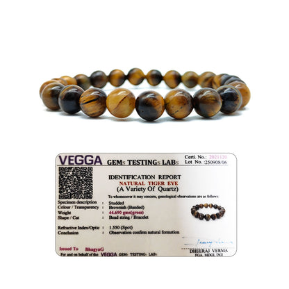 RudraPrana™ Tiger Eye Willpower & Protection Bracelet (8 MM)