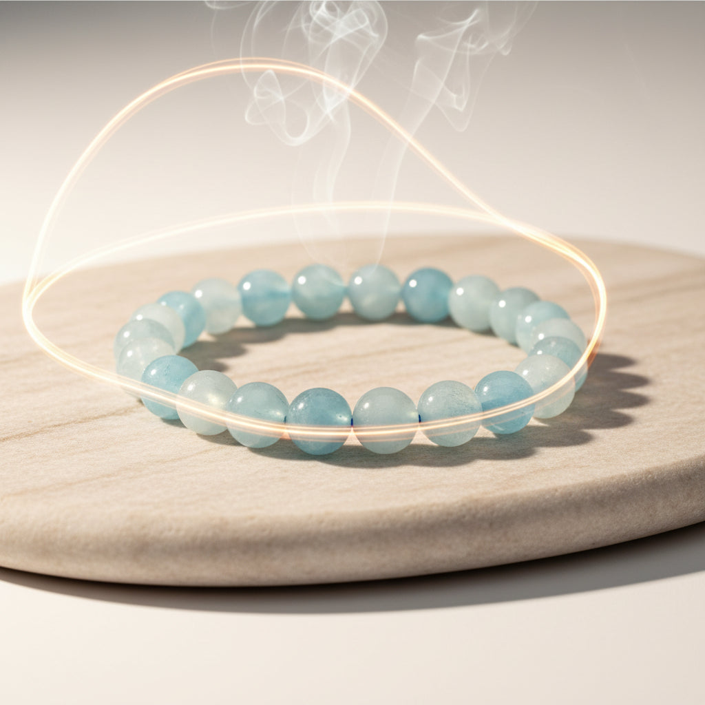 RudraPrana™ Aquamarine Communication Harmony Bracelet (8 MM)