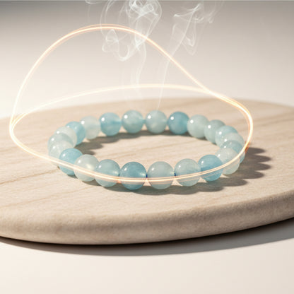 RudraPrana™ Aquamarine Communication Harmony Bracelet (8 MM)