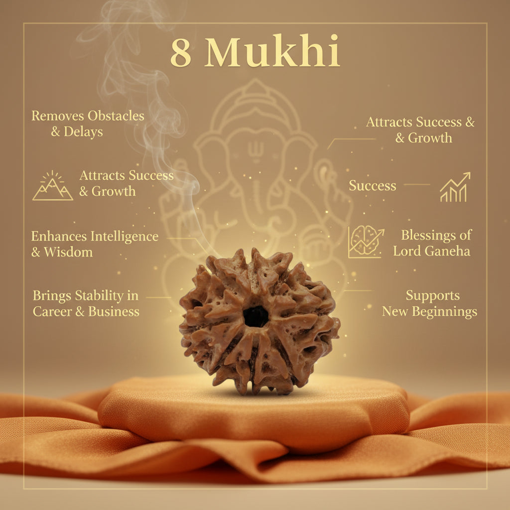 RudraPrana™ 8 Mukhi Rudraksha Pendant - Nepal Origin