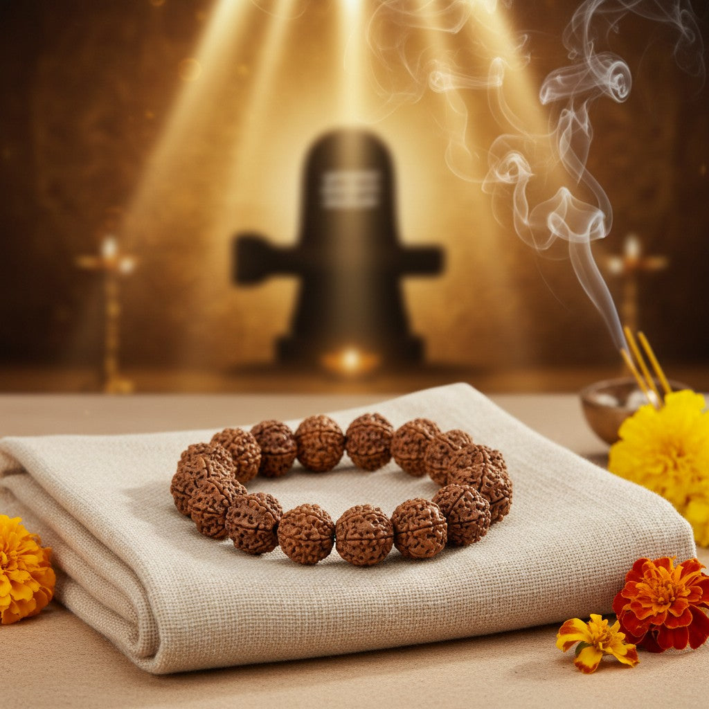 RudraPrana™ Divine 5 Mukhi Rudraksha Bracelet (8MM Beads)