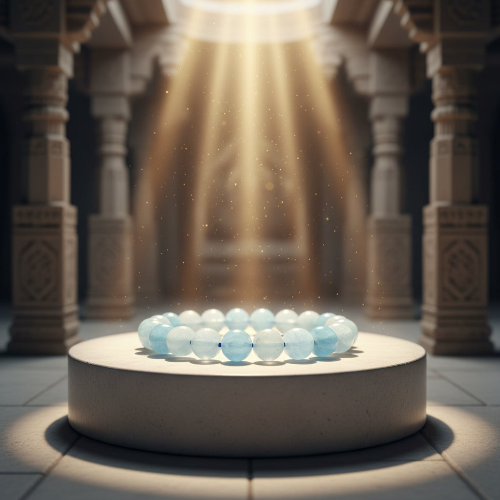 RudraPrana™ Aquamarine Communication Harmony Bracelet (8 MM)