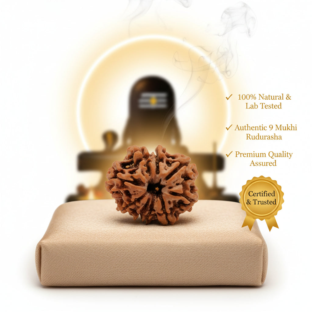 RudraPrana™ 9 Mukhi Rudraksha Pendant - Nepal Orgin