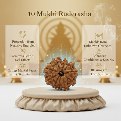 RudraPrana™ 10 Mukhi Rudraksha Pendant - Nepal Origin