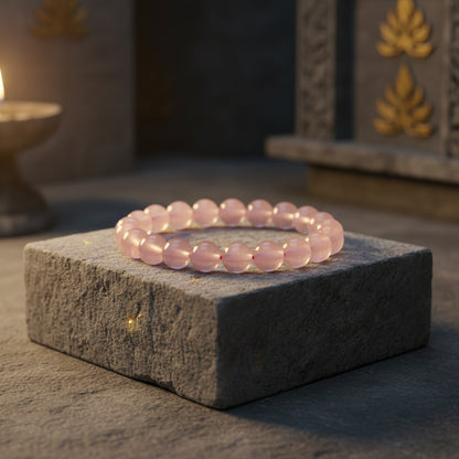 RudraPrana™ Rose Quartz Bracelet for Unconditional Love (8MM Beads)