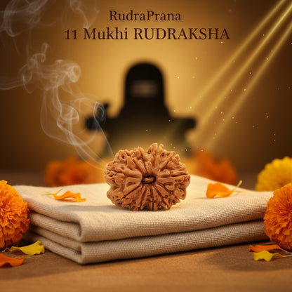 RudraPrana™ 11 Mukhi Rudraksha Pendant - Nepal Origin