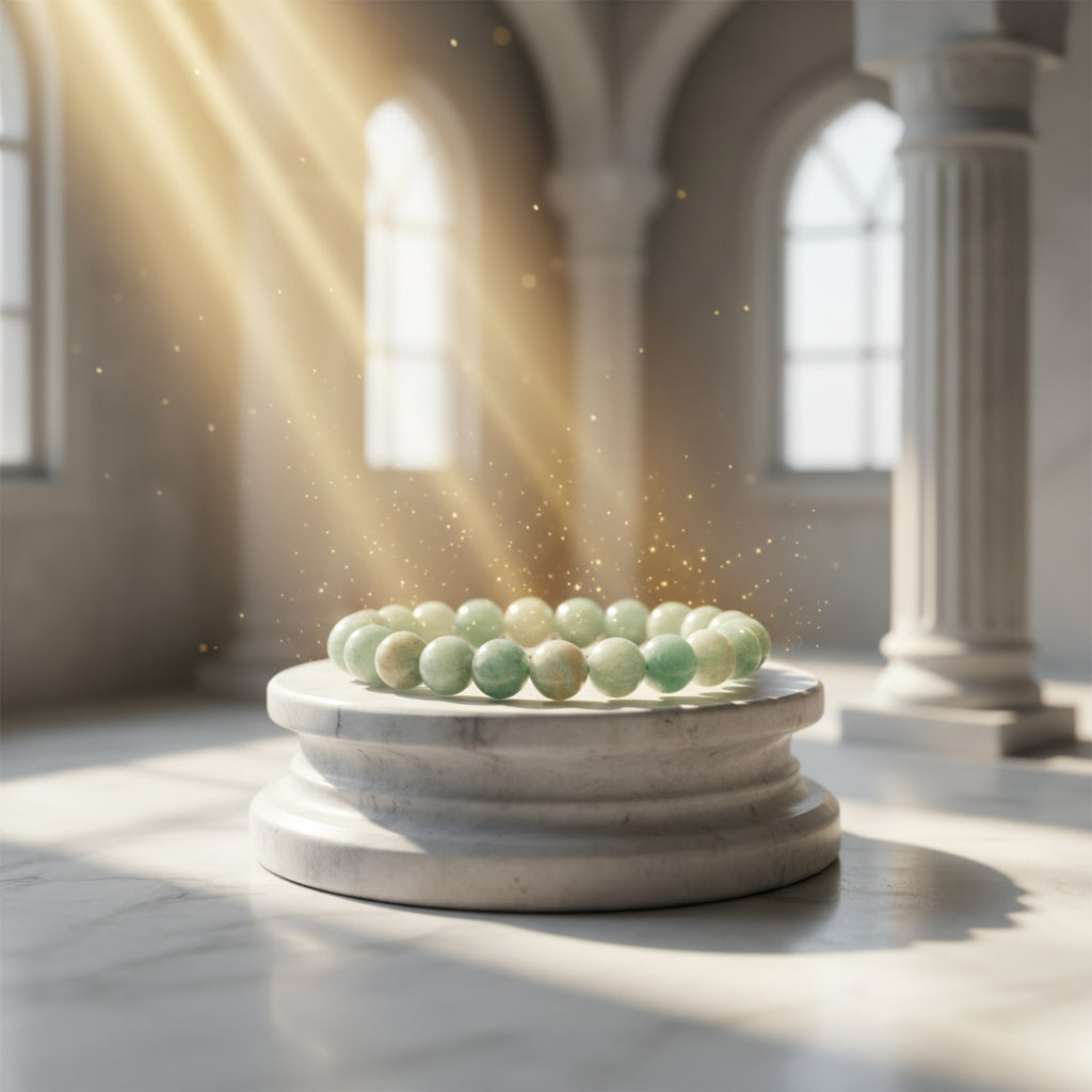 RudraPrana™ Amazonite Mental Clarity & Emotional Balance Bracelet (8 MM)