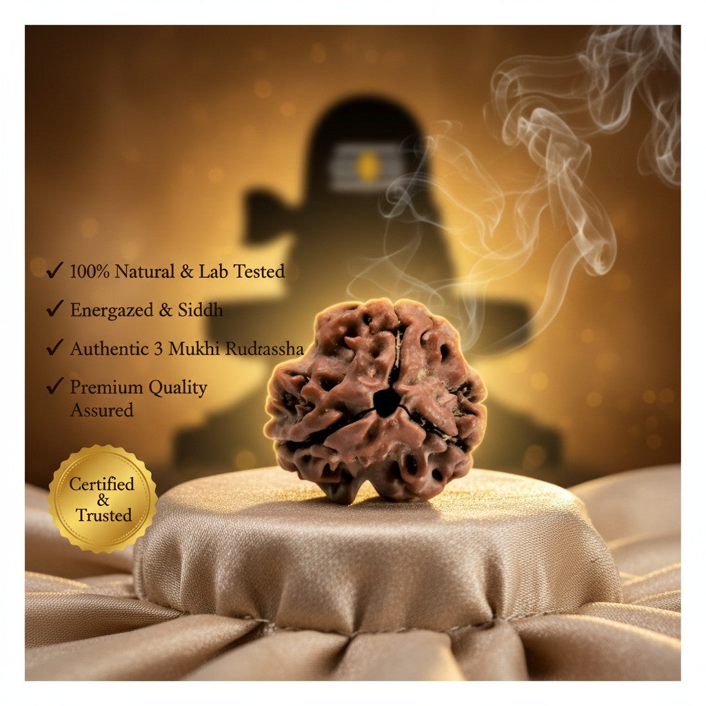 RudraPrana™ 3 Mukhi Rudraksha Pendant - Nepal Origin