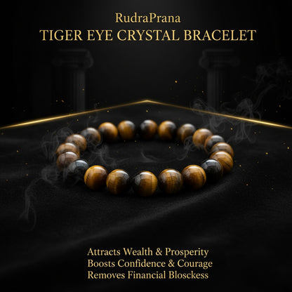 RudraPrana™ Tiger Eye Willpower & Protection Bracelet (8 MM)