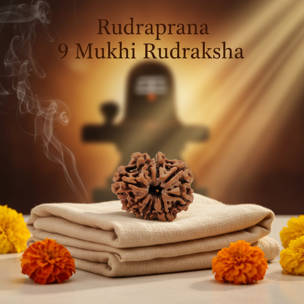RudraPrana™ 9 Mukhi Rudraksha Pendant - Nepal Orgin