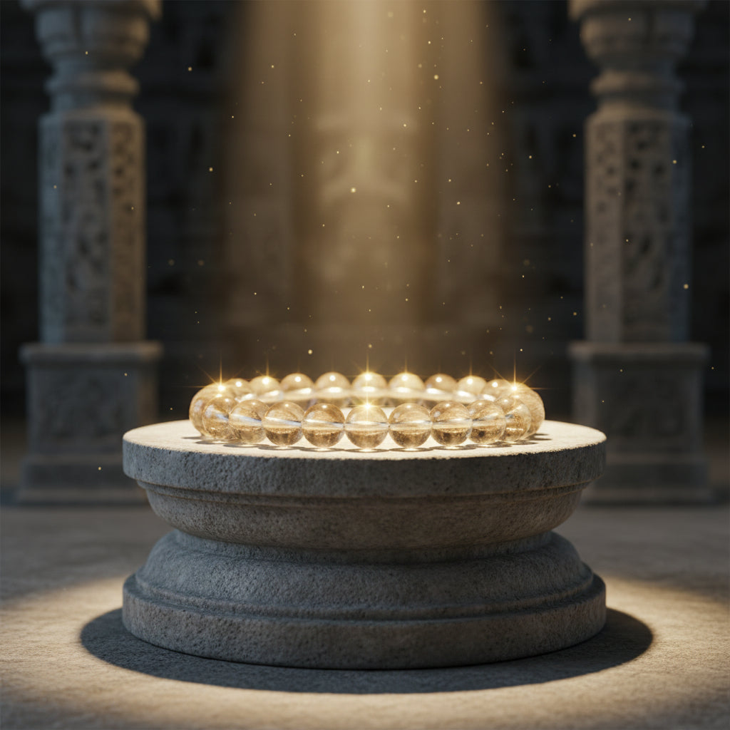 RudraPrana™ Clear Quartz AAA Diamond Cut Energy Amplifier Bracelet (8 MM)