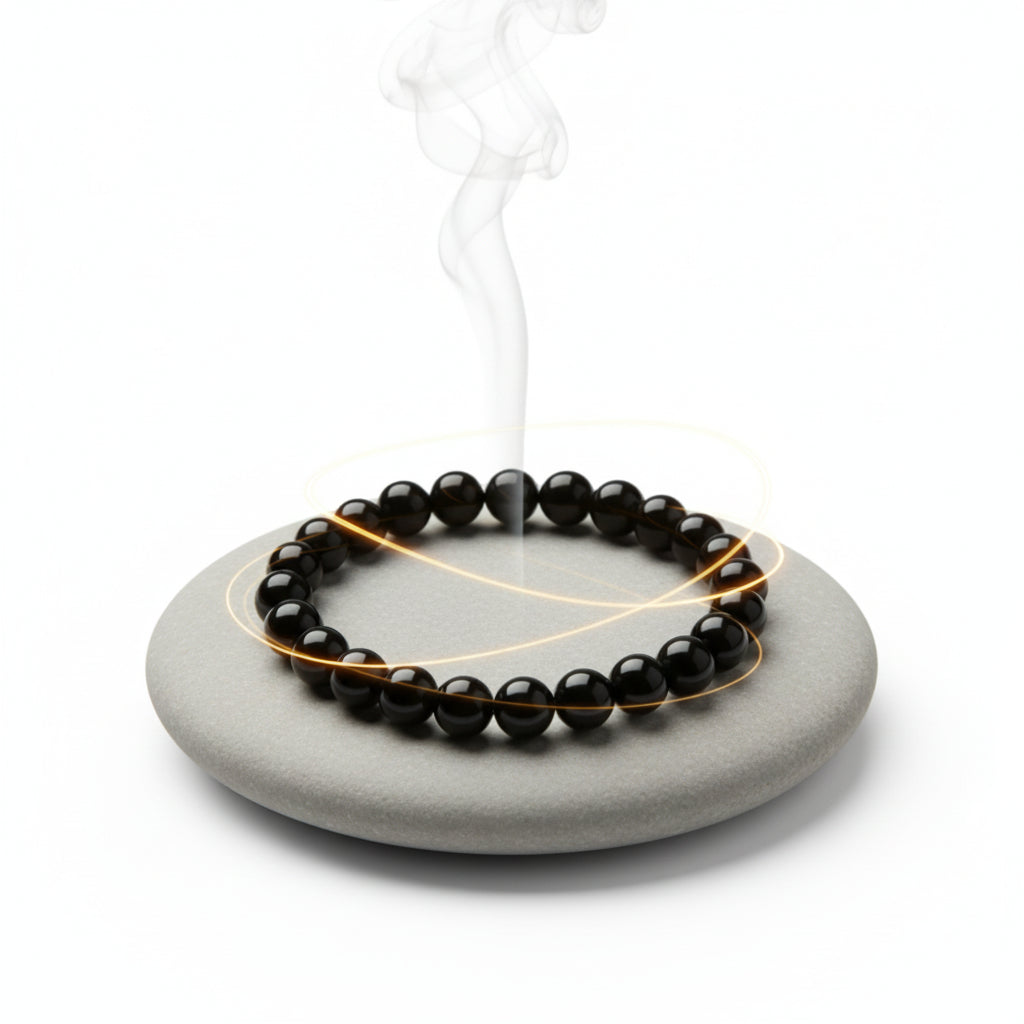 RudraPrana™ Black Obsidian Protection & Grounding Bracelet (8 MM)