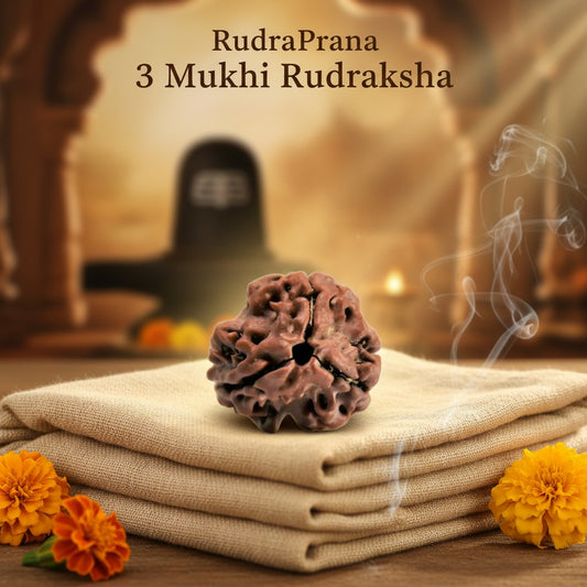 RudraPrana™ 3 Mukhi Rudraksha Pendant - Nepal Origin