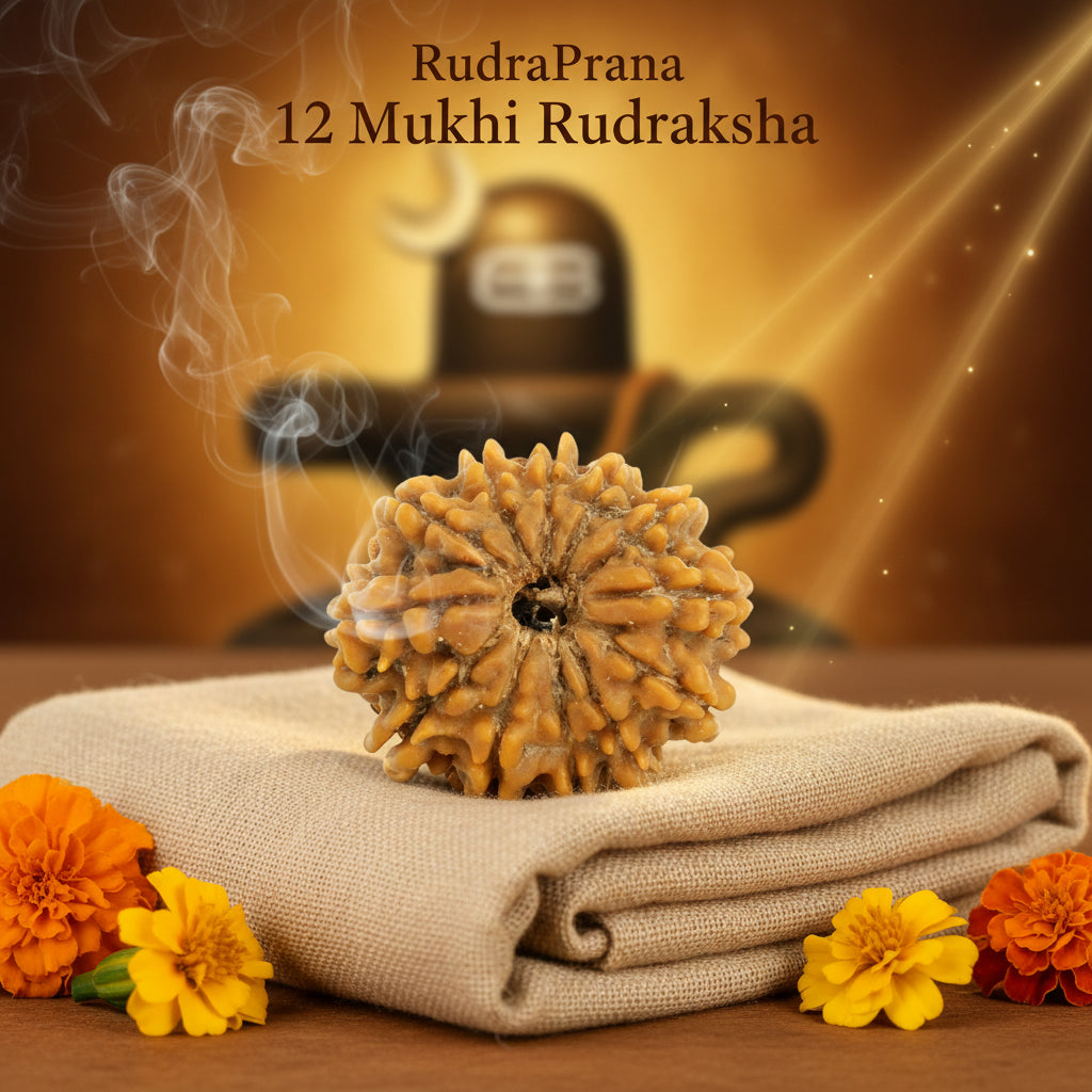 RudraPrana™ 12 Mukhi Rudraksha Pendant - Nepal Orgin (Lab Certified)