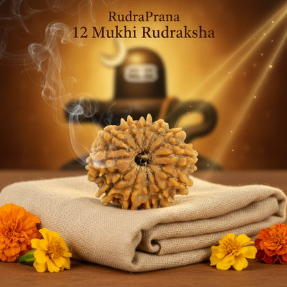 RudraPrana™ 12 Mukhi Rudraksha Pendant - Nepal Orgin (Lab Certified)