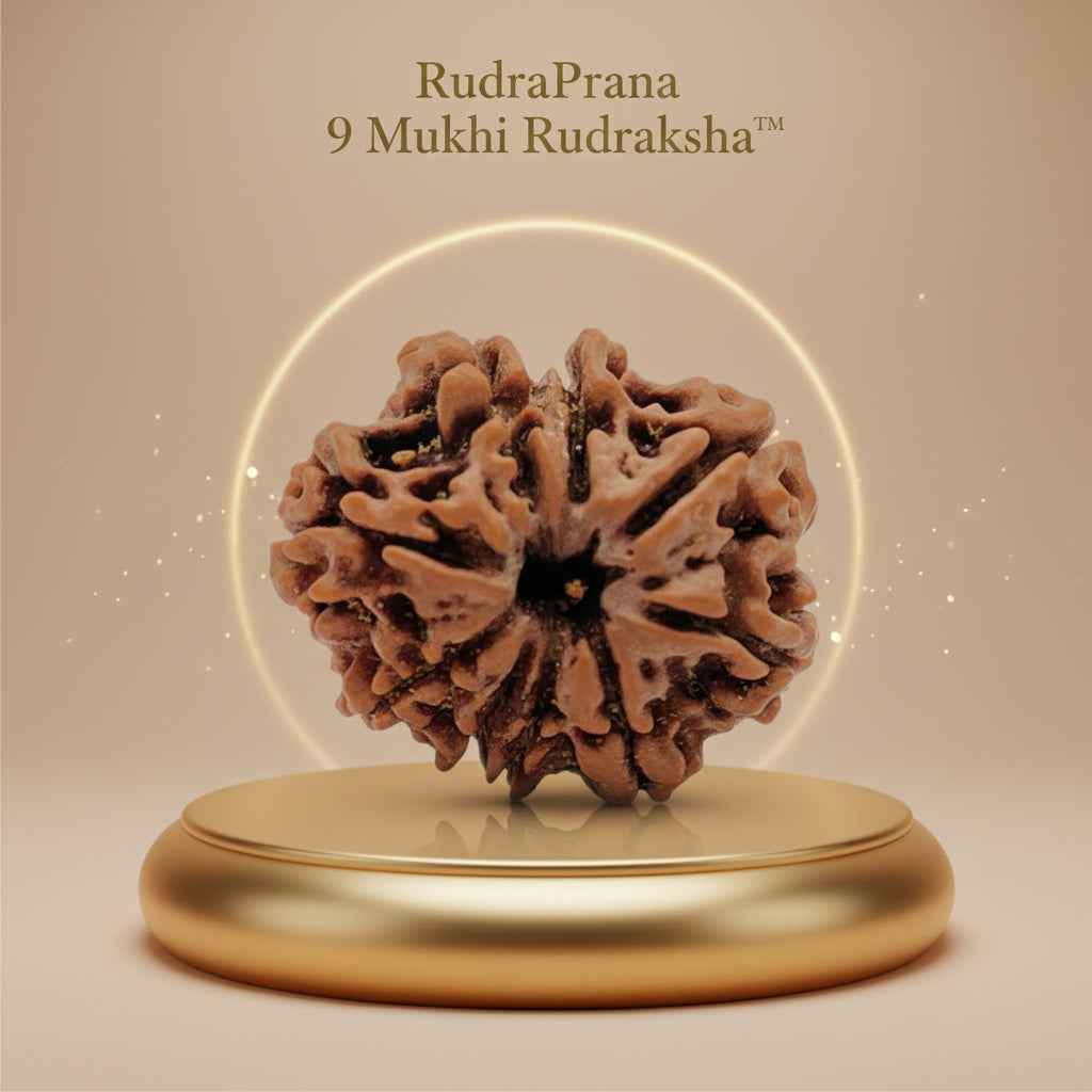 RudraPrana™ 9 Mukhi Rudraksha Pendant - Nepal Orgin